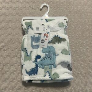 Baby Gear Blue Green Dinosaur Baby Blanket White Gray Security Lovey Plush
